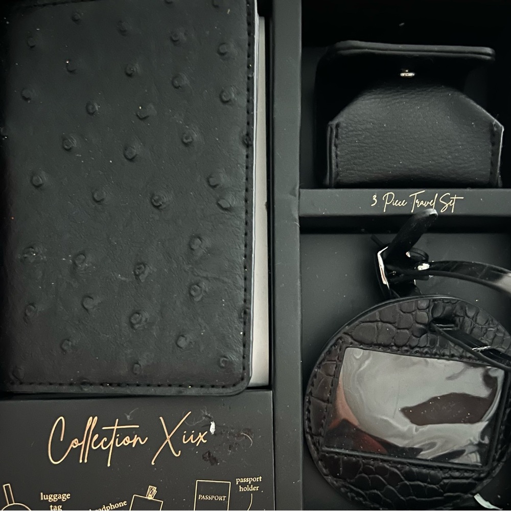 Collection Xiix Black Luggage Set - Passport Holder & Tag